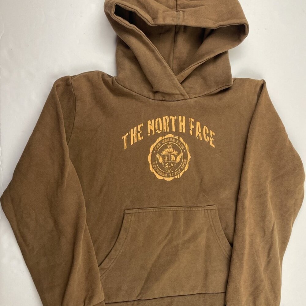 The North Face Hoodie Sweatshirt Women’s L Brown Logo Pullover Cotton Blend - Picture 2 of 8
